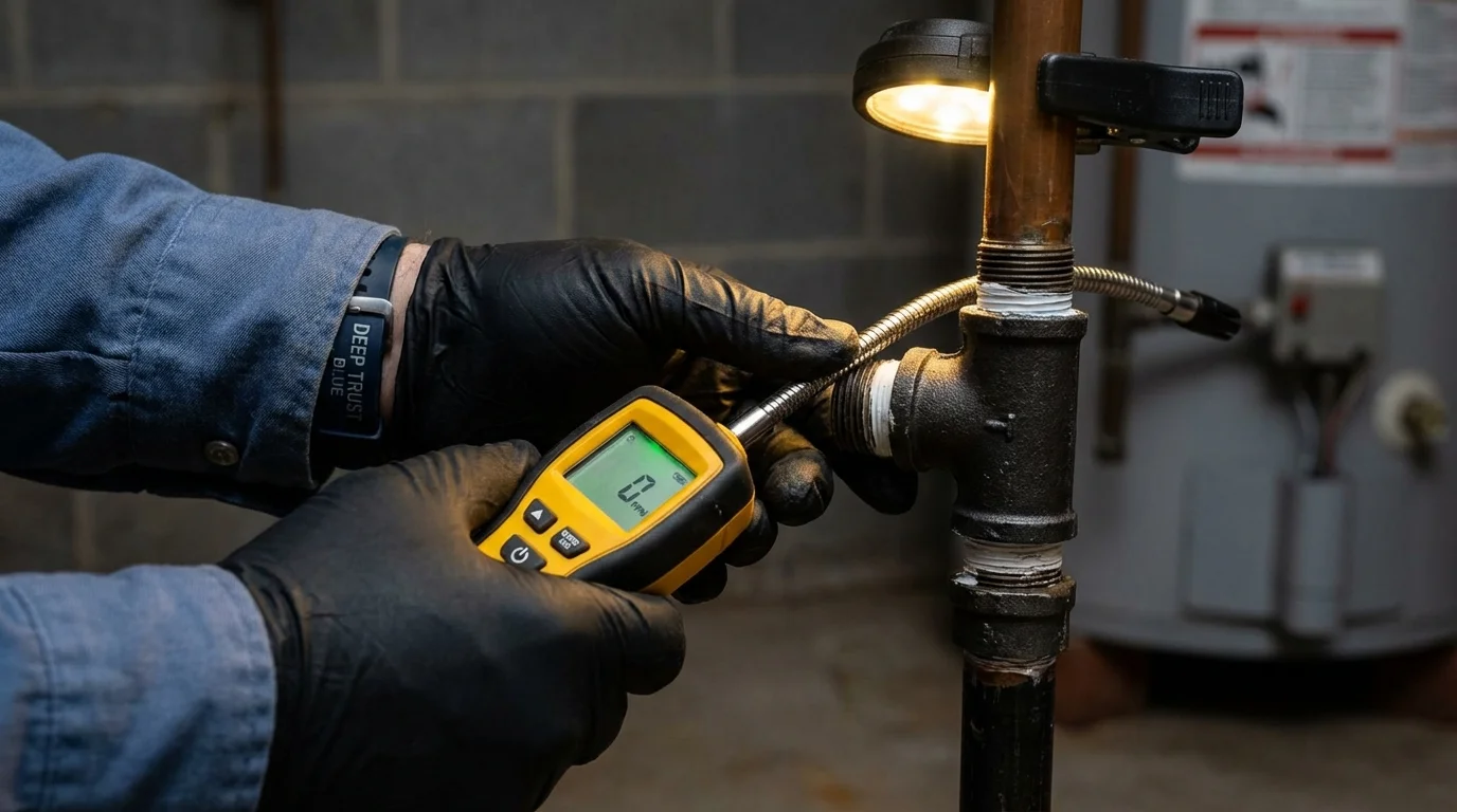 Gas leak detection with electronic sniffer by Johns Plumbing LLC in Ithaca