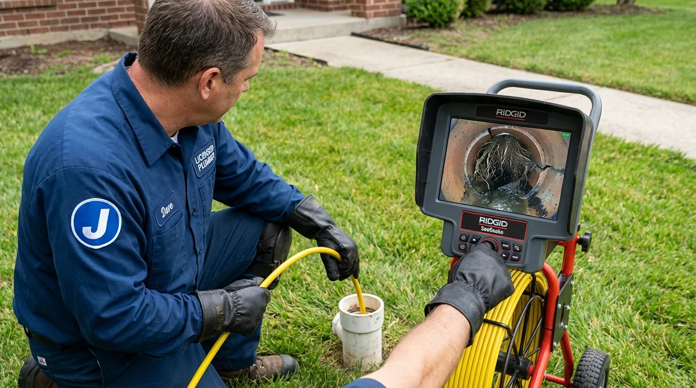 Sewer camera inspection being performed by Johns Plumbing LLC in Ithaca