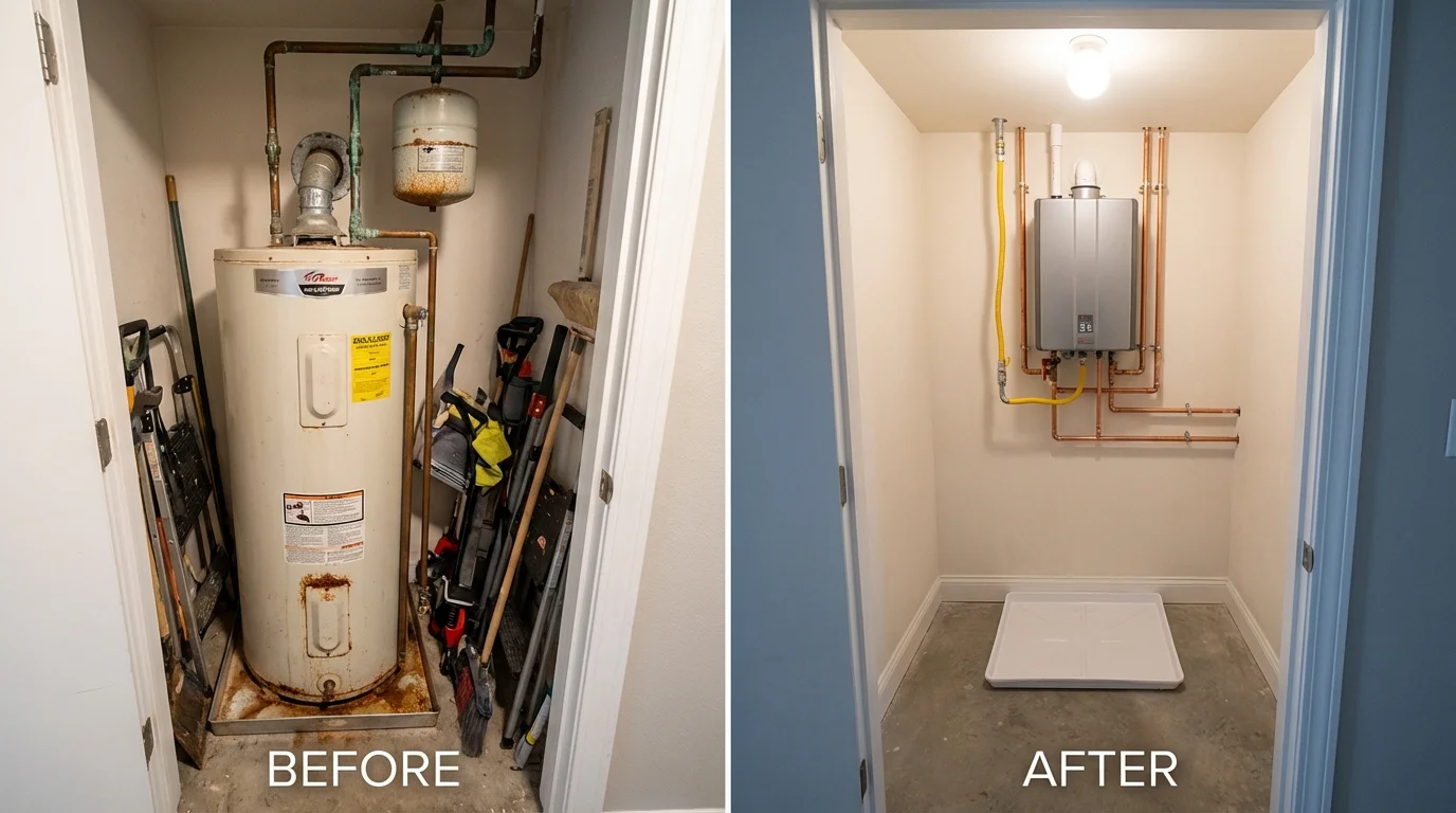Tank water heater versus wall-mounted tankless unit comparison for Ithaca, NY homeowners